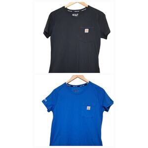 Lot Of 2 Carhartt Force Relaxed Fit Tee 1 Black & 1 Blue Medium Casual Sunrun